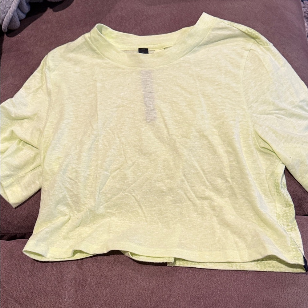 Lululemon Lab Bright Yellow Women’s Short Sleeve Crop Top Size 2